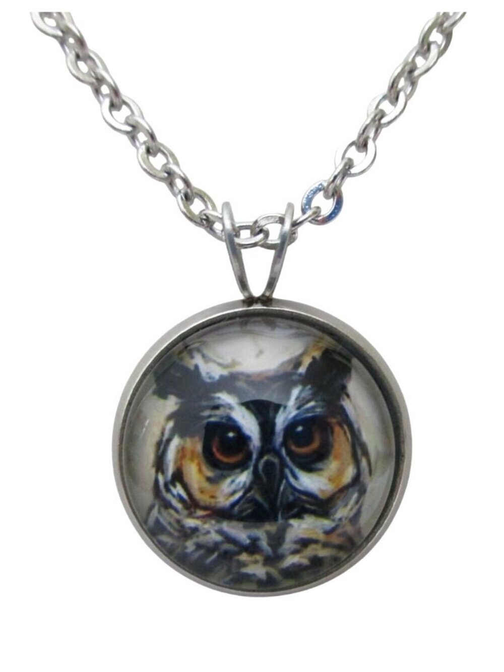New Horned Owl Pendant Necklace - Stainless 18" Chain - Bird Nature Jewelry Gift